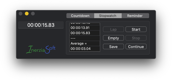 Stopwatch with millisecond precision, laps and average stats