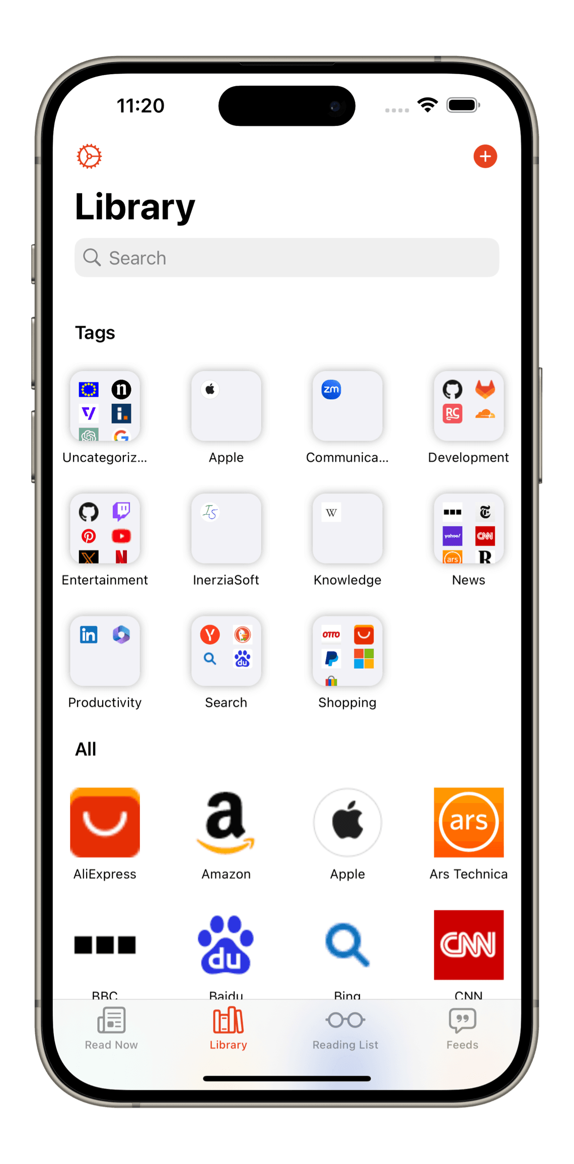All your links, organized by tags.