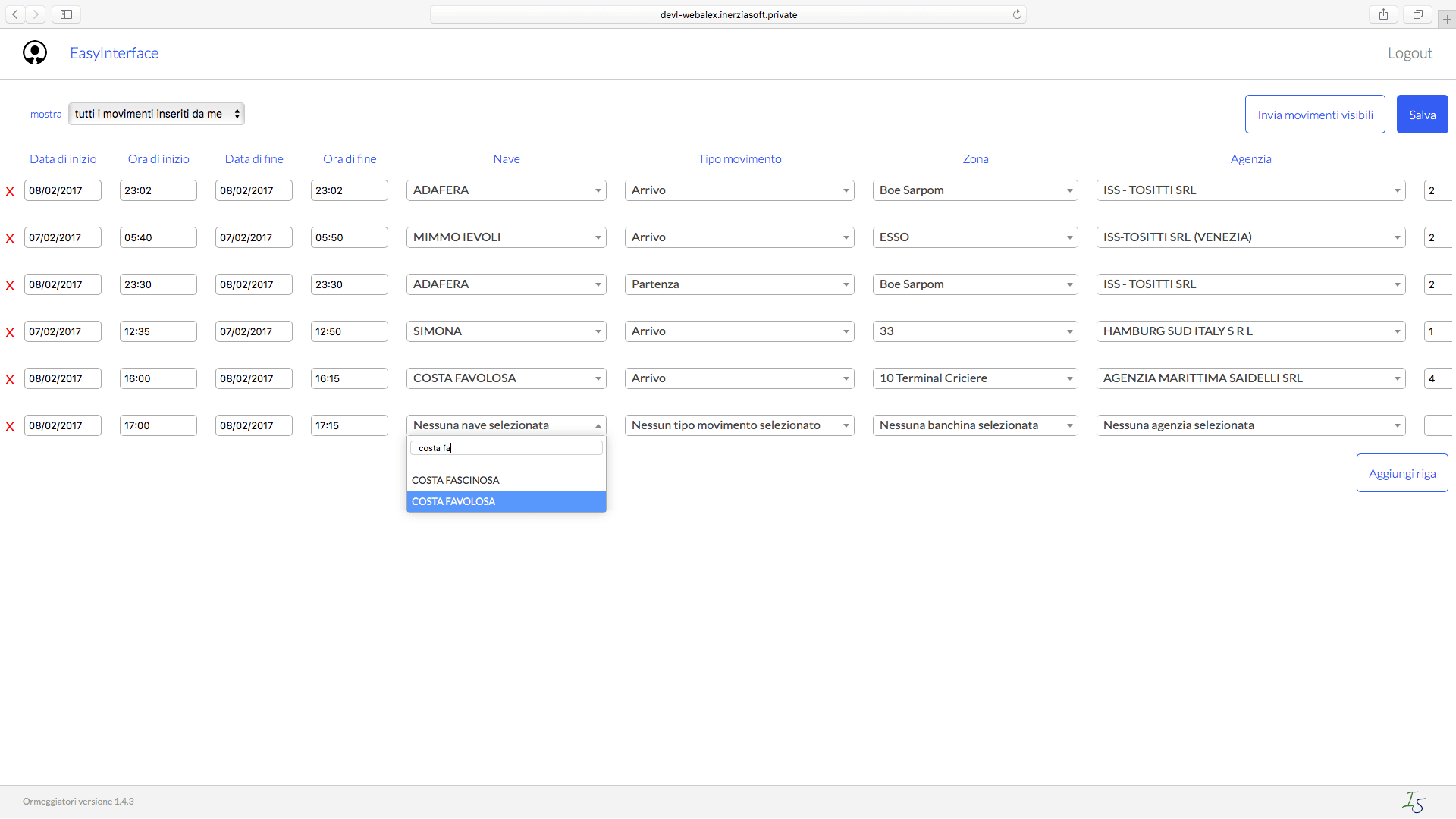 Dispatch running in Safari showing the EasyInterface screen.