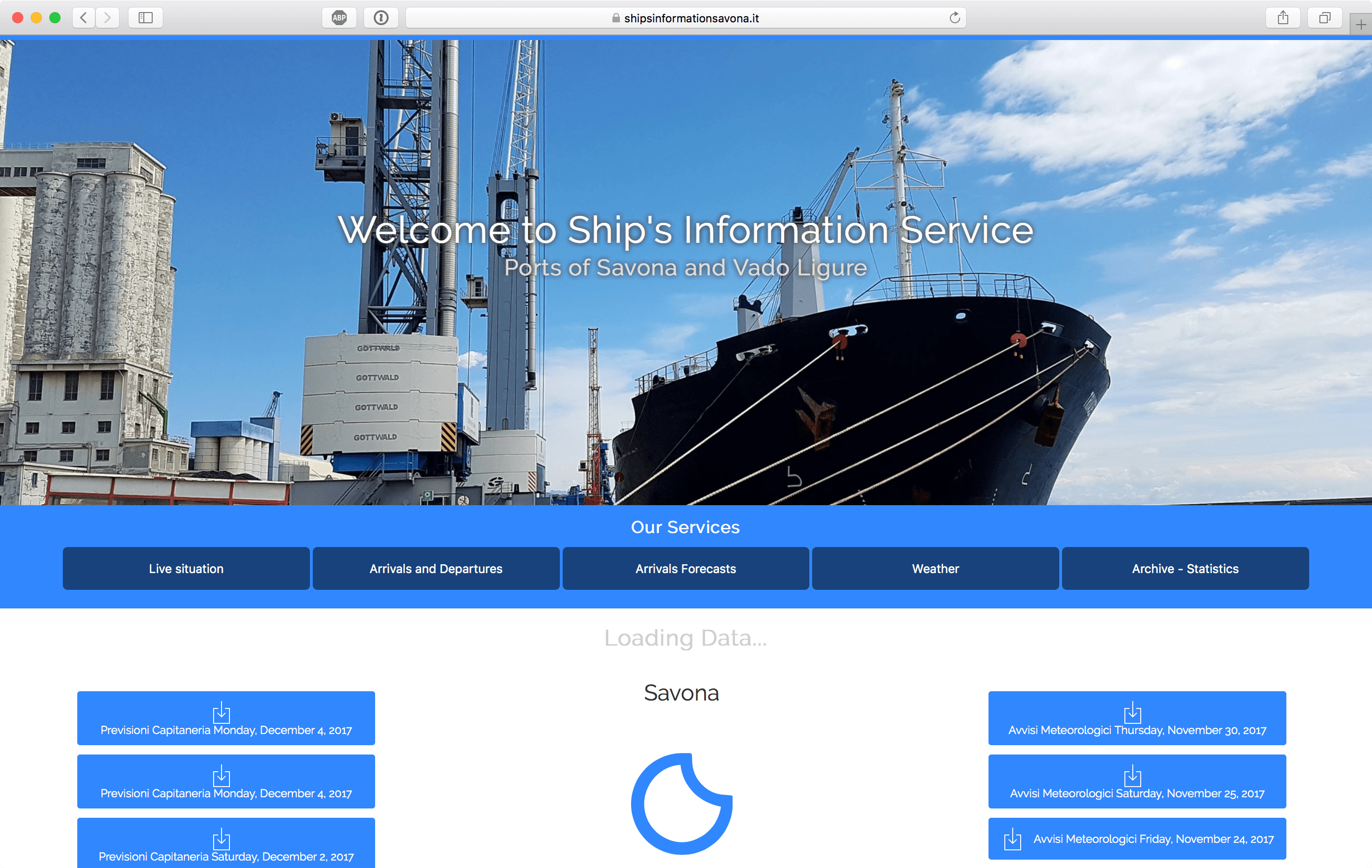Meteo running in Safari showing the home page of the website.